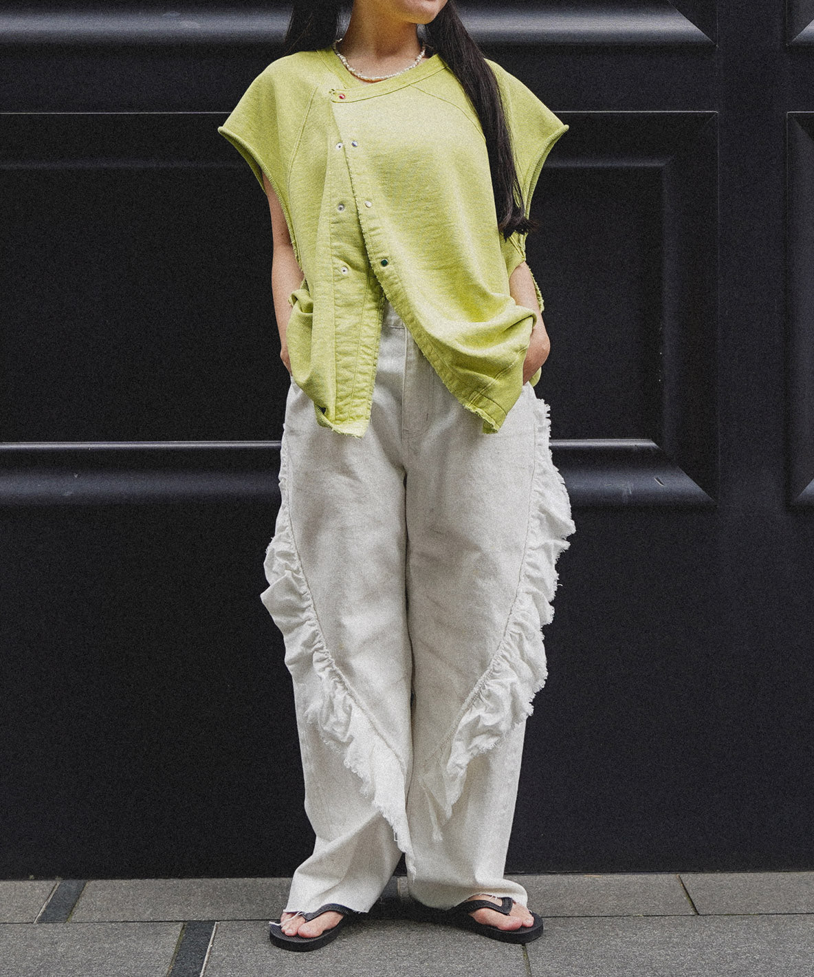 Denim Ruffled Pants