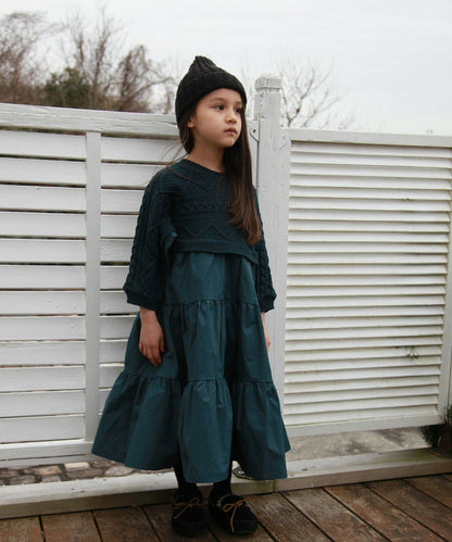 Fabric and Knit Tiered Dress