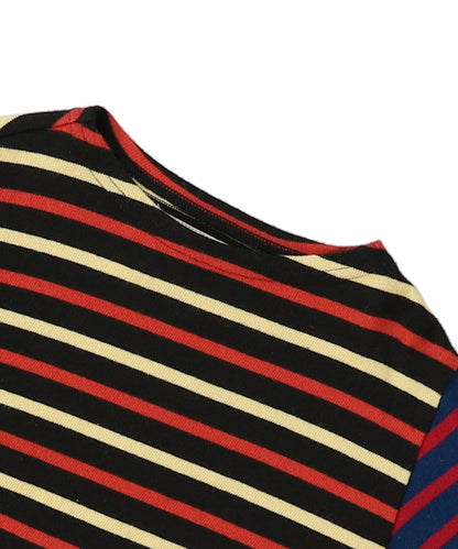 Striped Cotton Jersey Boatneck L/S Tee