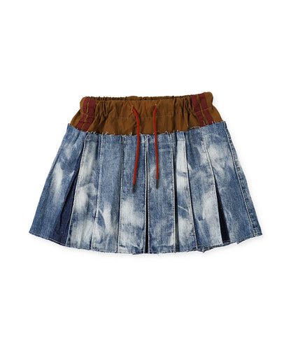 Work Denim Combination Mini Skirt