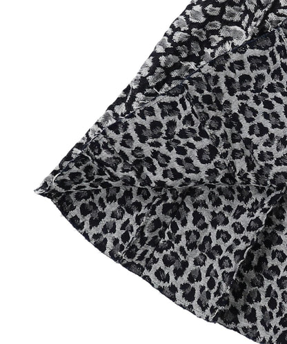 Indigo Leopard Pleats Skirt
