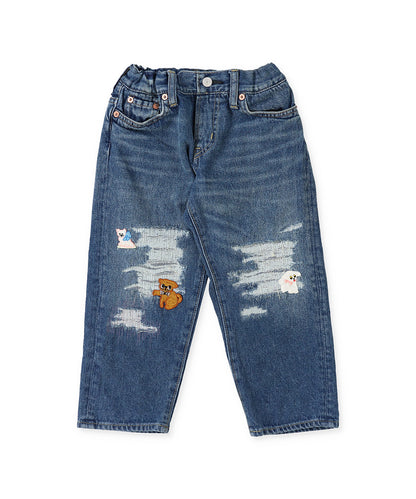 Denim Damage Elasticated Waist Pants