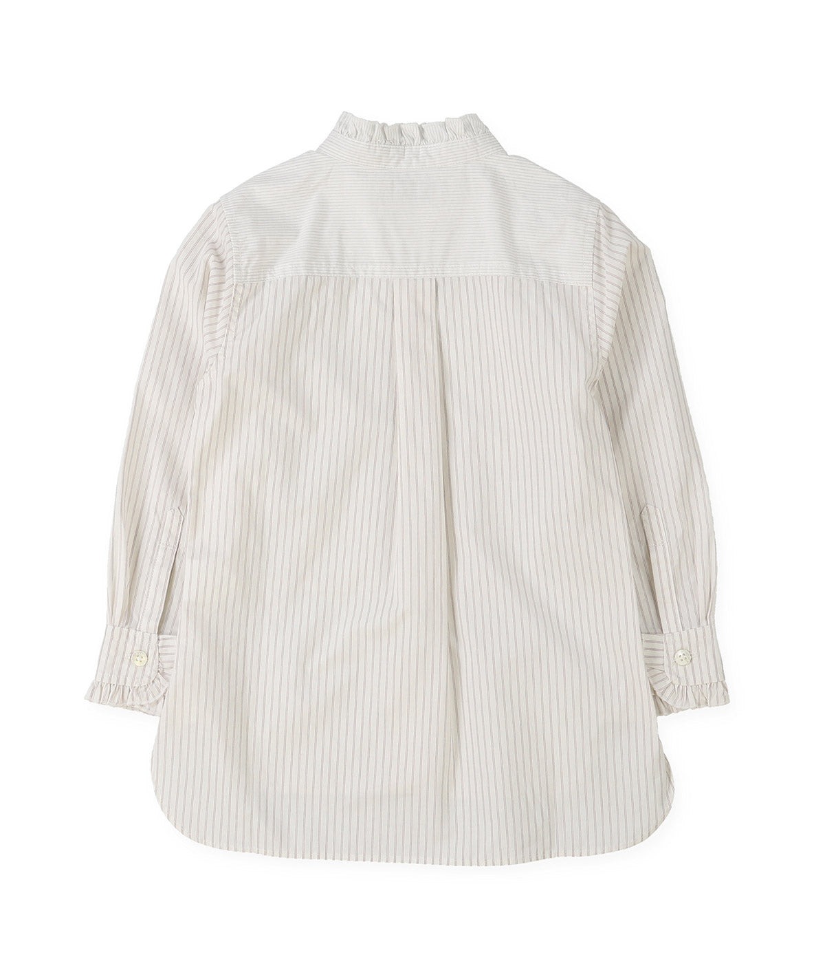 Poplin Striped Ruffle Blouse