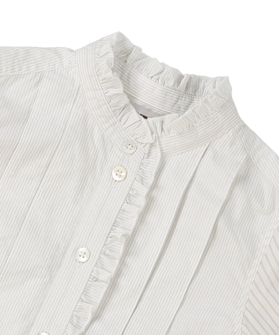 Poplin Striped Ruffle Blouse