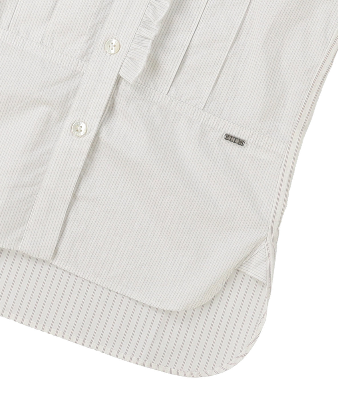 Poplin Striped Ruffle Blouse