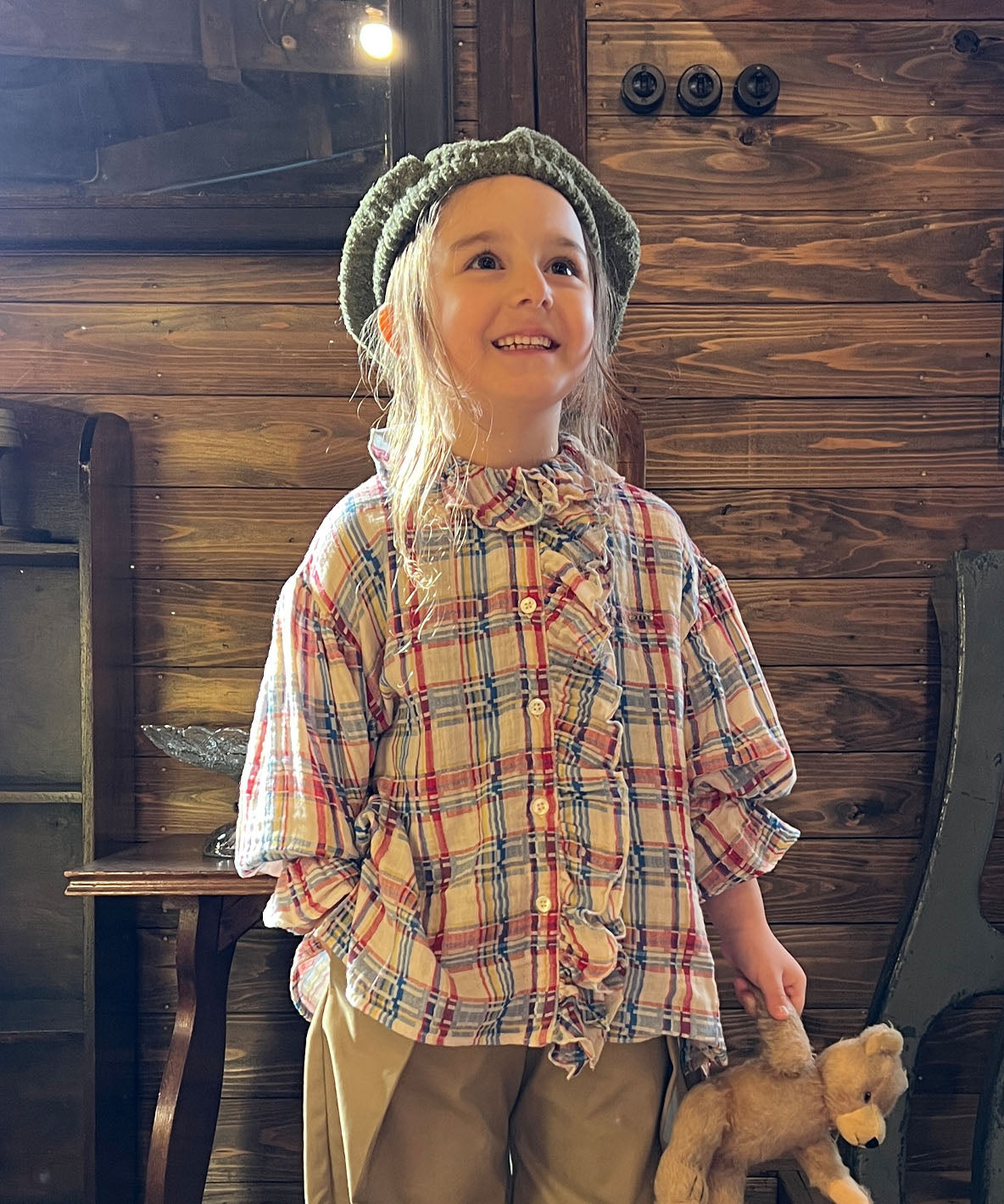 Double-weave Plaid Blouse