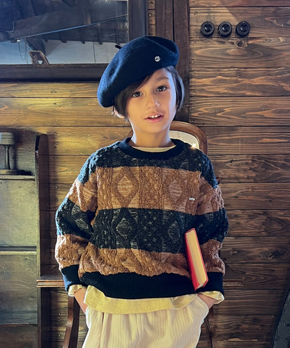 Striped Rope Knitting Pullover