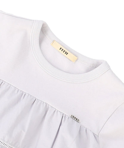 Cotton Jersey and Cloth Tiered L/S Tee