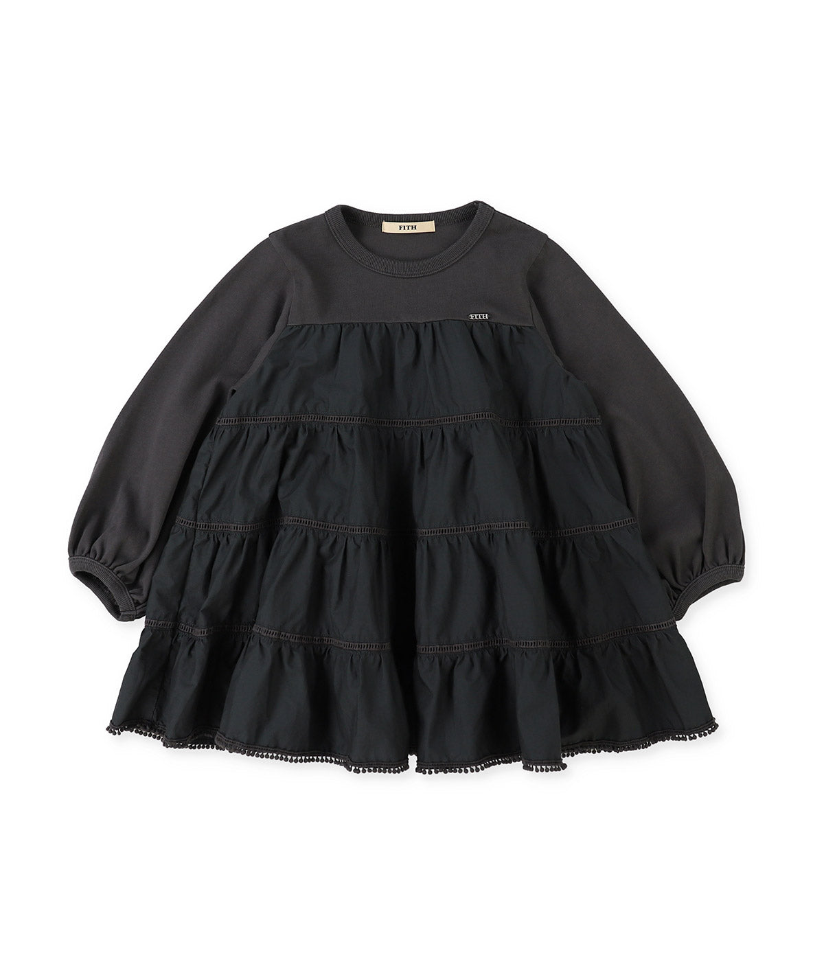 Cotton Jersey and Cloth Tiered L/S Tee
