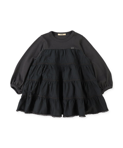 Cotton Jersey and Cloth Tiered L/S Tee