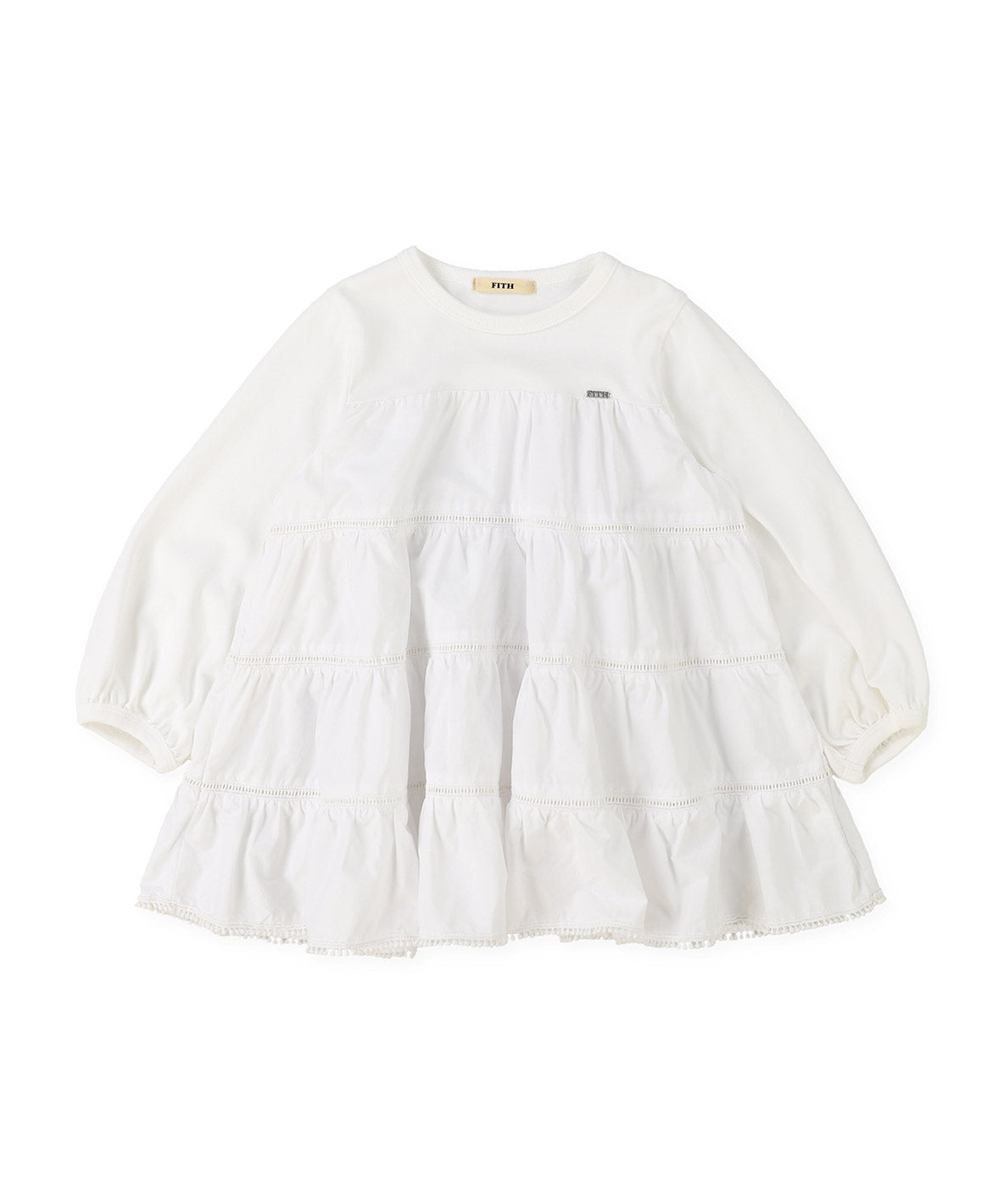 Cotton Jersey and Cloth Tiered L/S Tee
