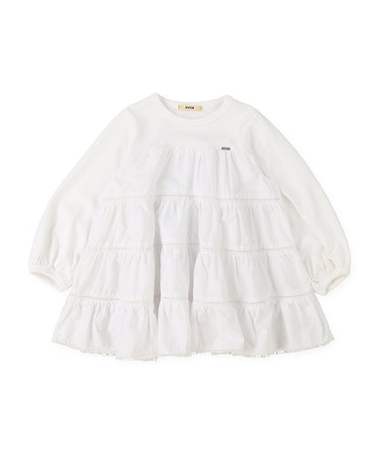 Cotton Jersey and Cloth Tiered L/S Tee
