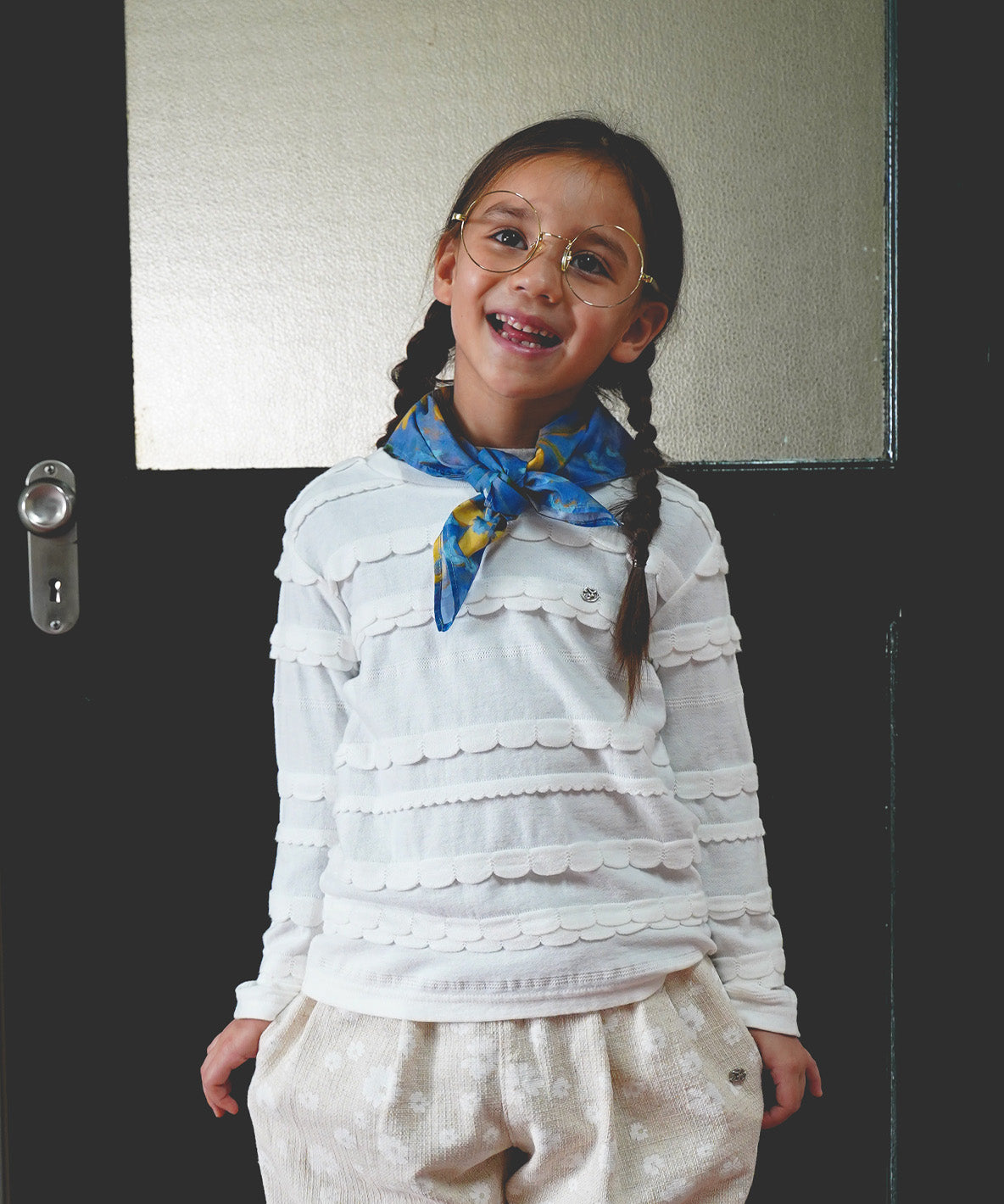 Scalloped Jacquard L/S Tee