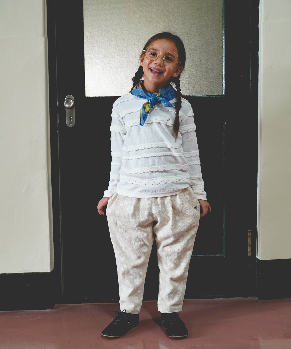 Scalloped Jacquard L/S Tee