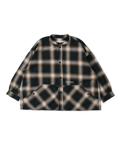 Plaid Band-collar Shirt