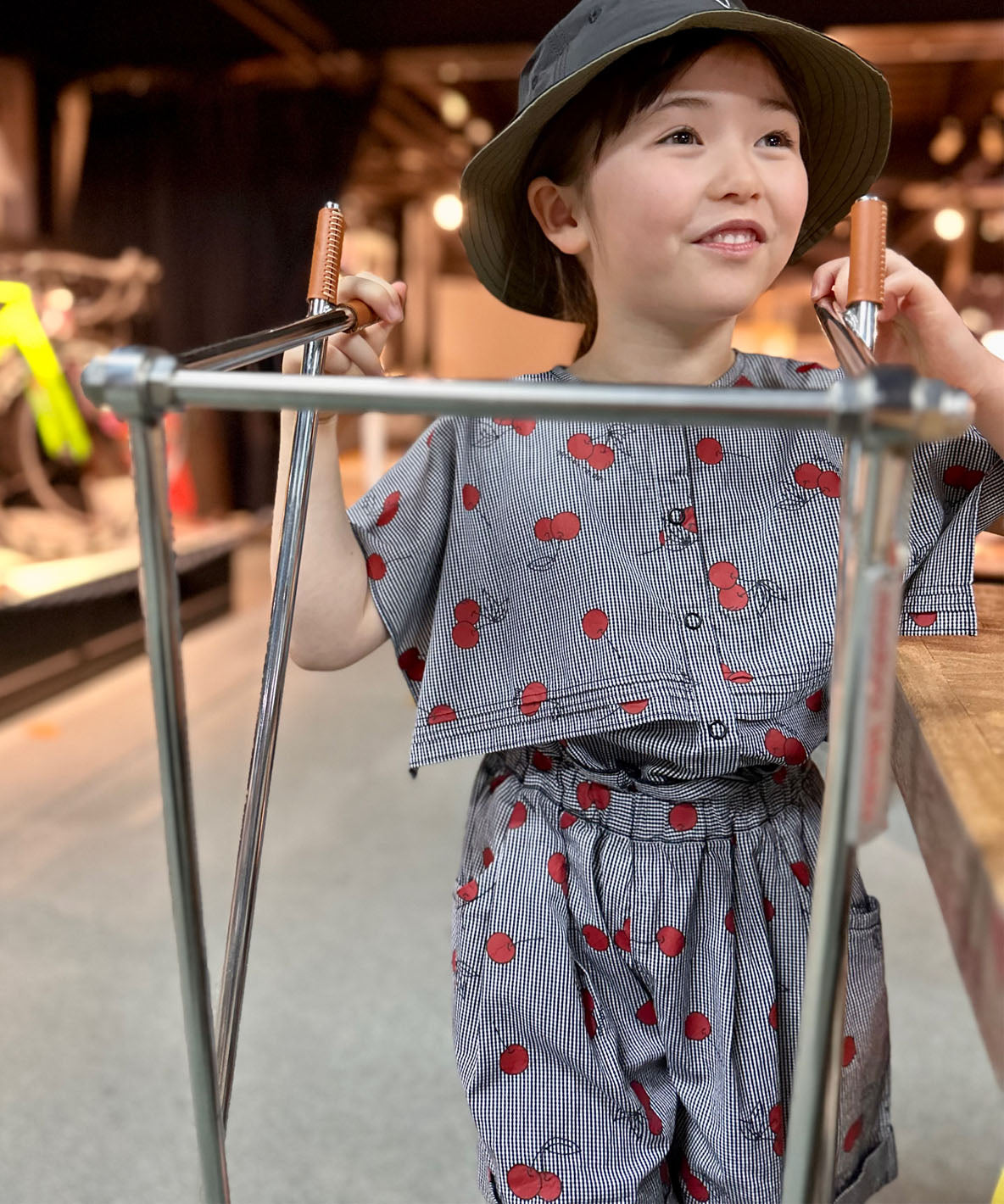 Plaid and Cherry Cape Blouse