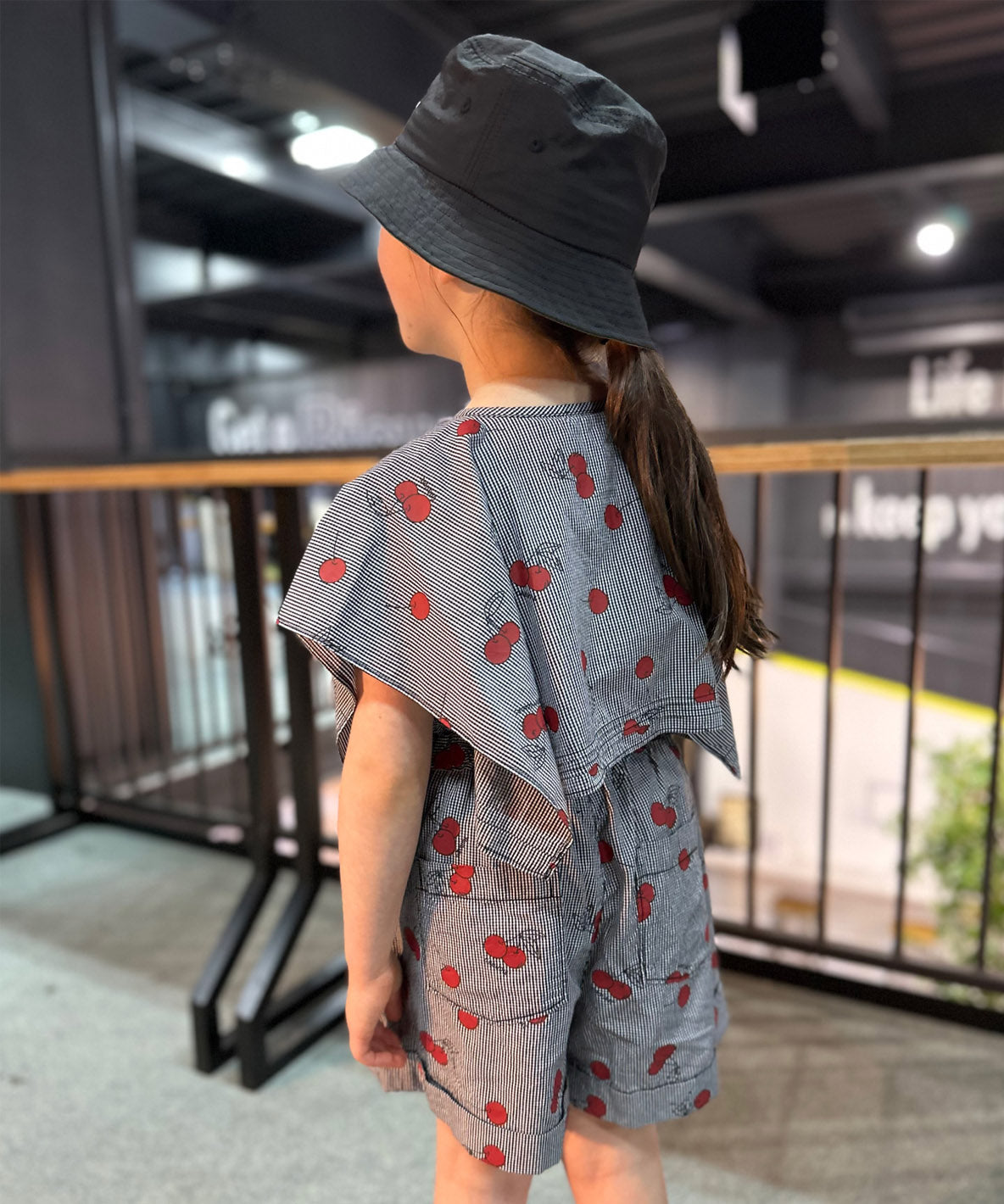 Plaid and Cherry Cape Blouse