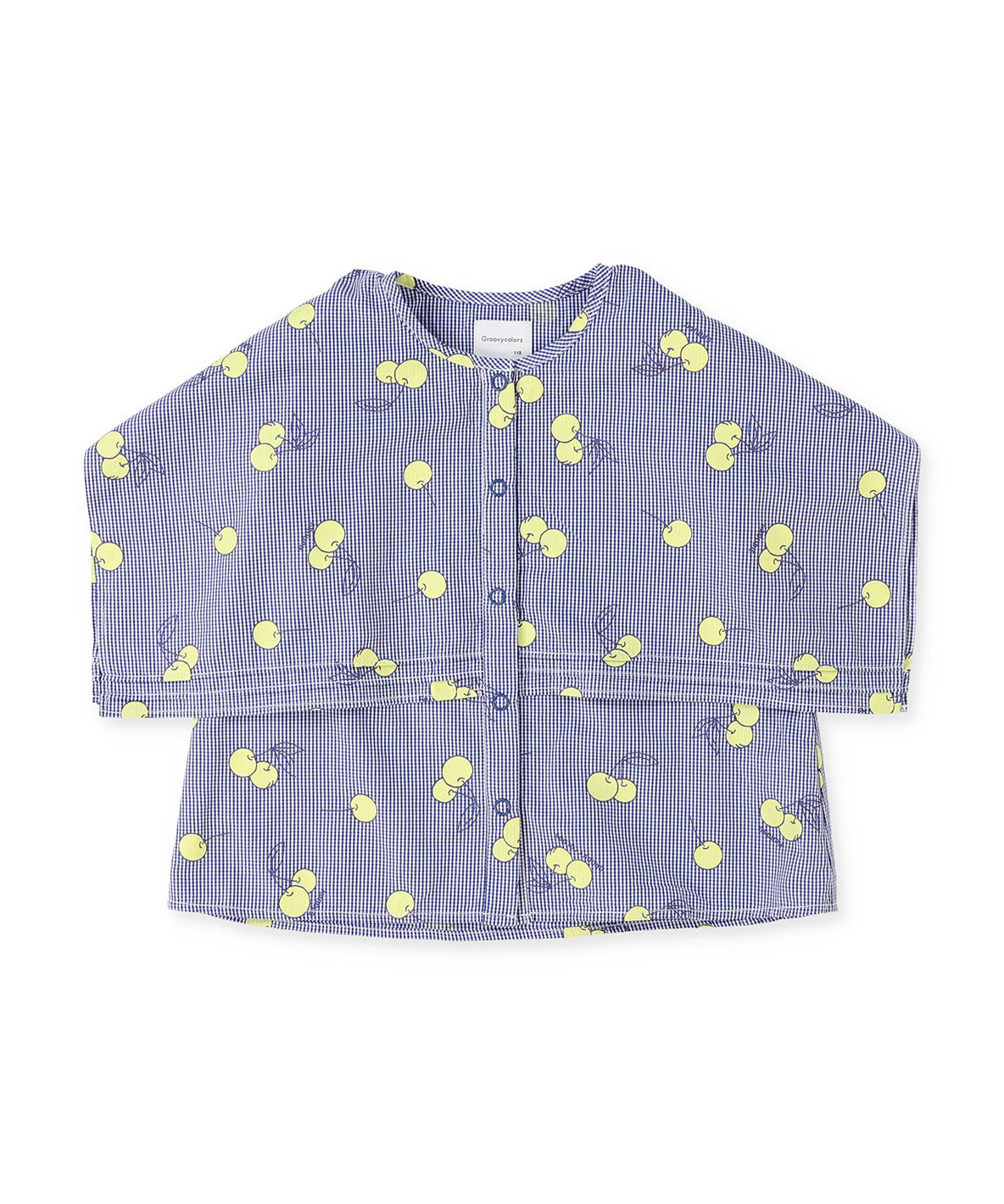 Plaid and Cherry Cape Blouse