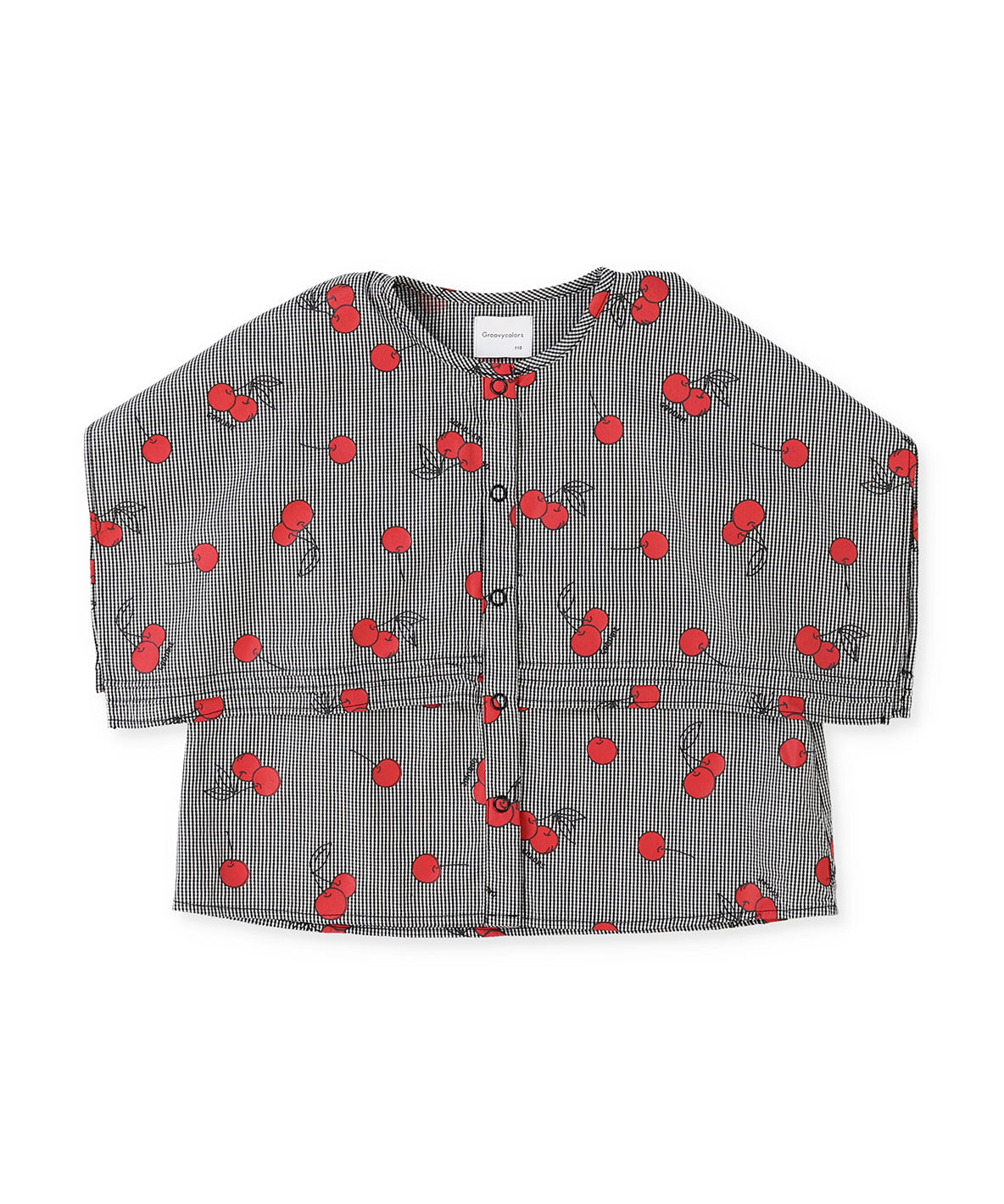 Plaid and Cherry Cape Blouse