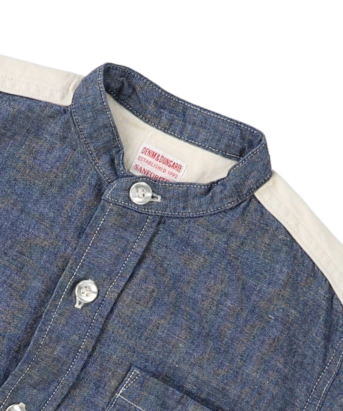 Chambray Remake Collarless Shirt