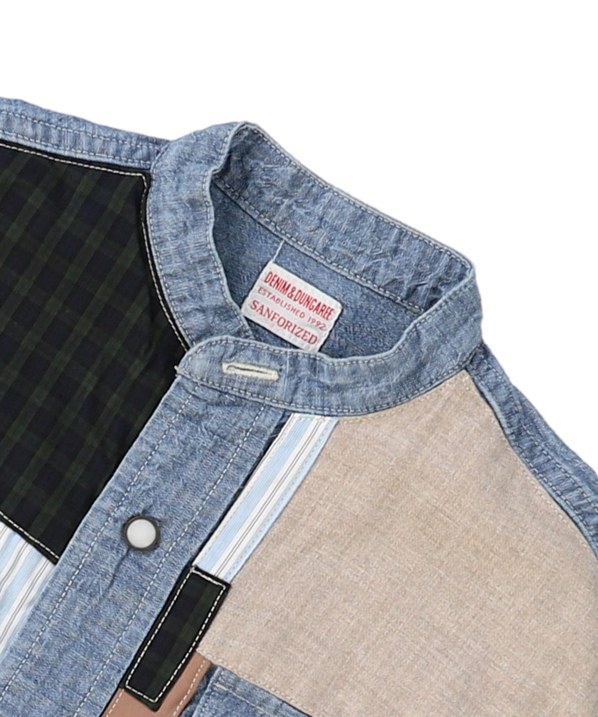 Uneven Dungaree Western Collarless Shirt