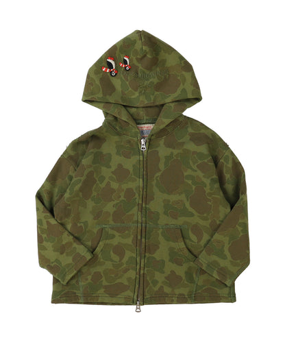 Patterned Zip-up Sweat Hoodie