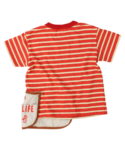Striped Cotton Jersey Apron Tee