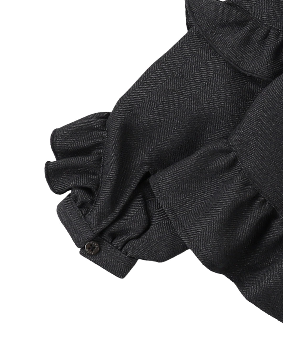 Melange Herringbone Tweed Frilled Pullover