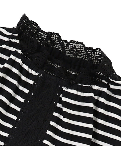 Striped and Lace Smoked L/S T-shirt