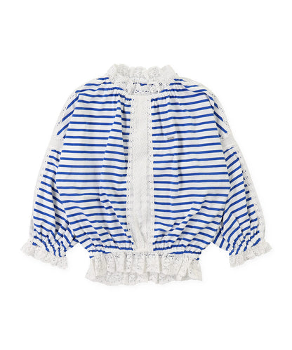 Striped and Lace Smoked L/S T-shirt