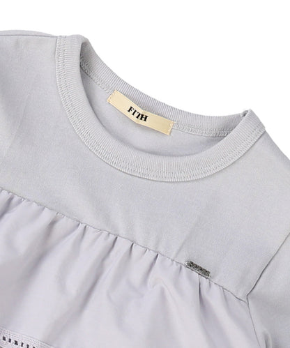 Cotton Jersey and Woven Tiered L/S T-shirt