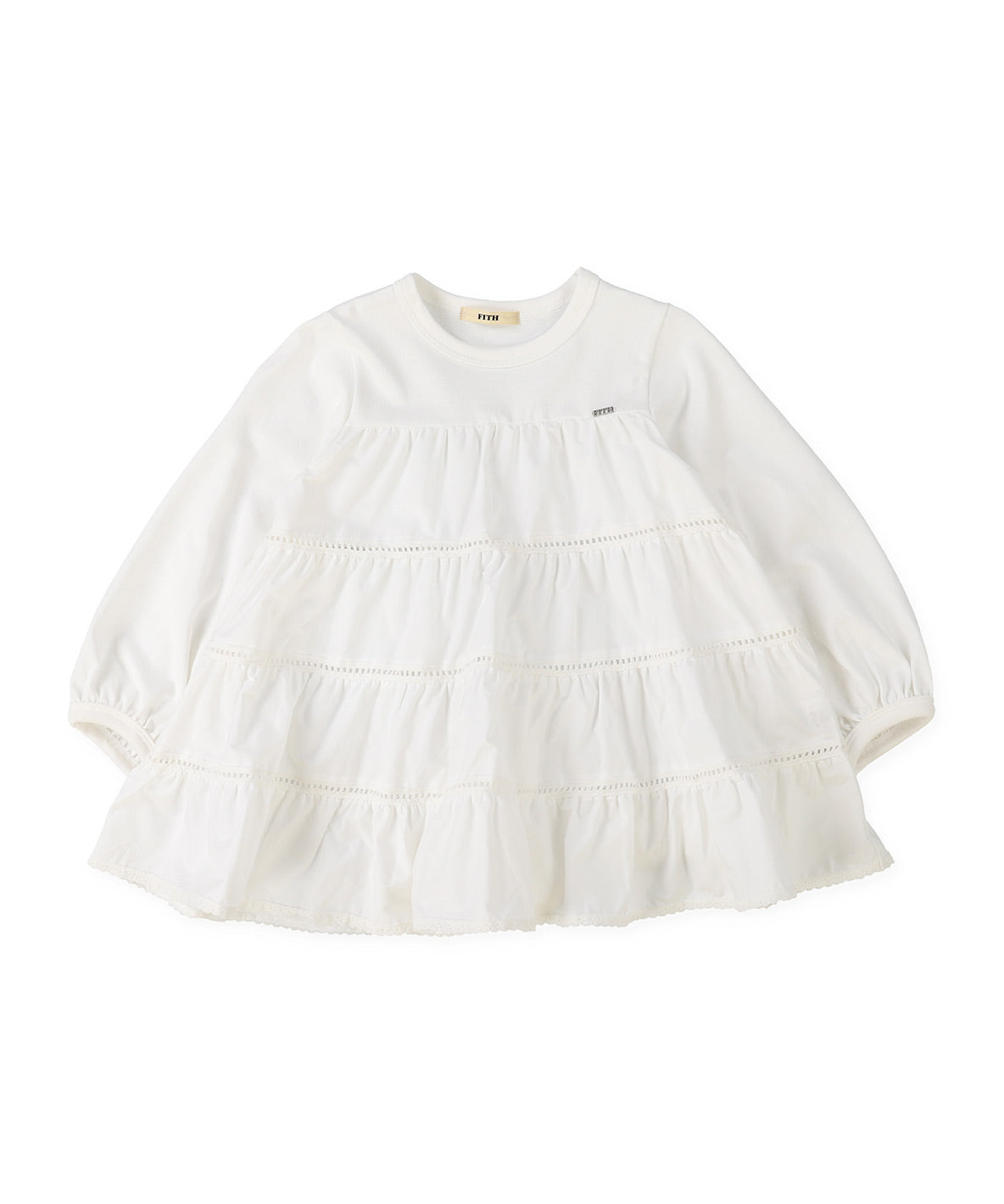 Cotton Jersey and Woven Tiered L/S T-shirt