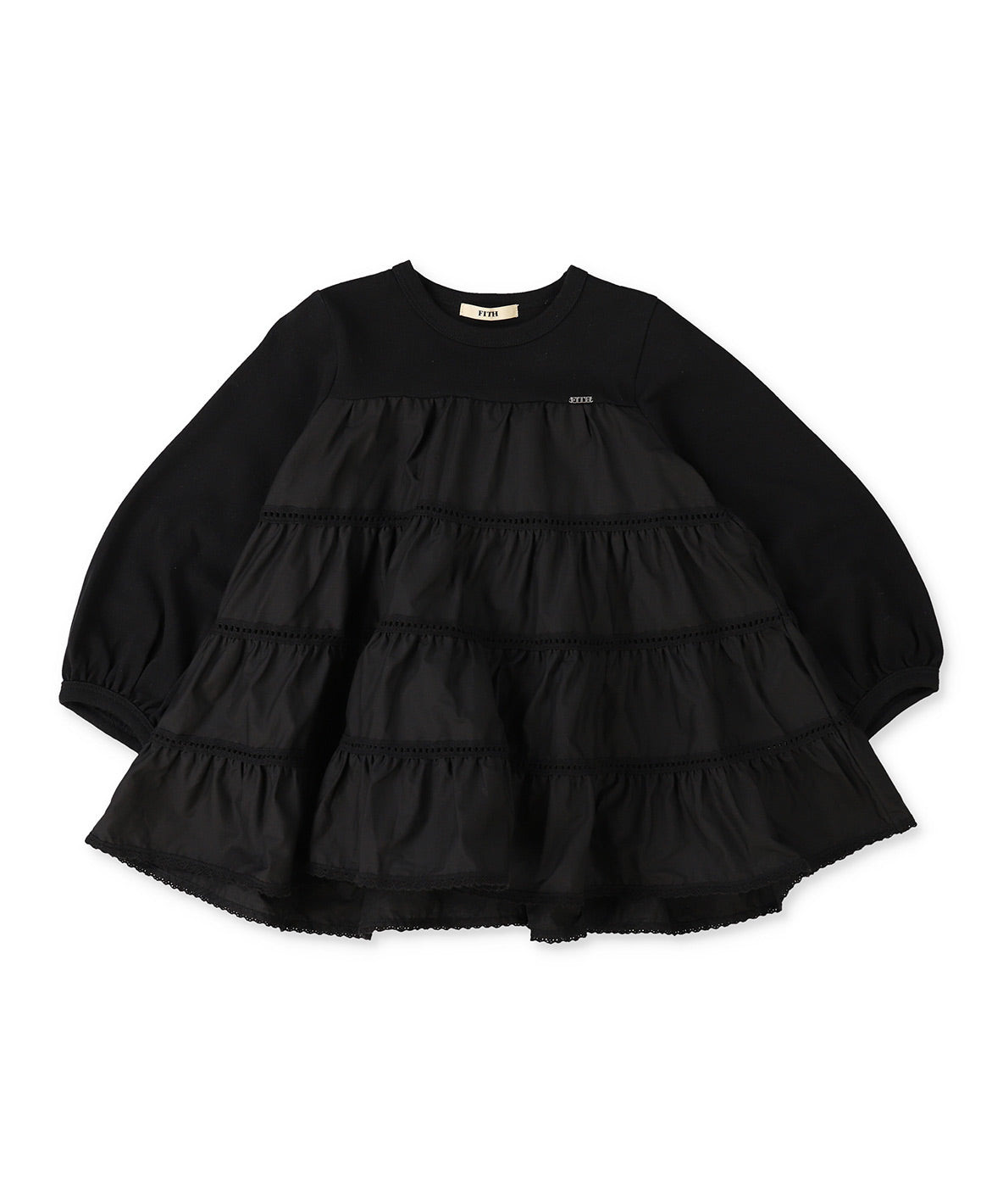 Cotton Jersey and Woven Tiered L/S T-shirt