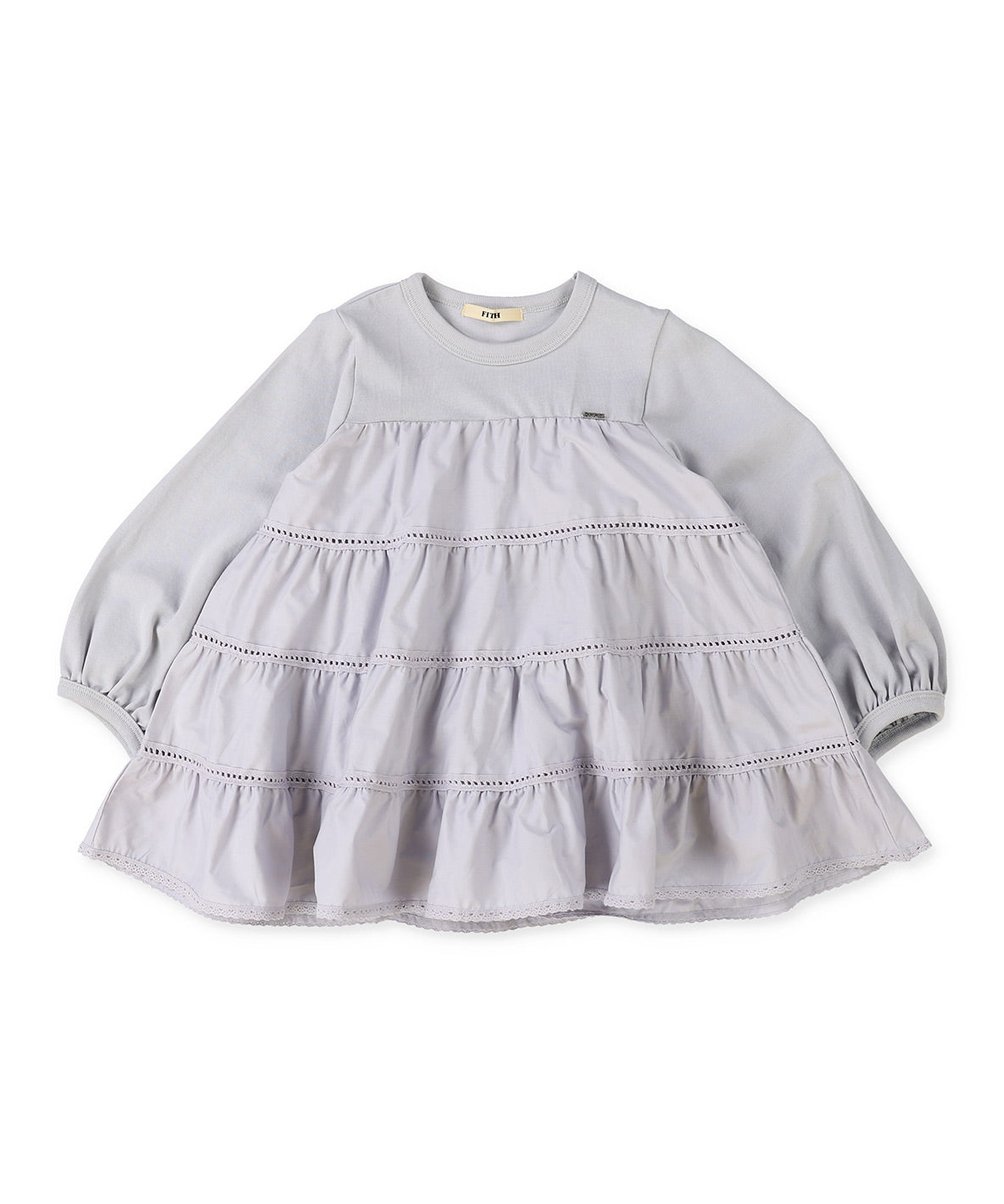 Cotton Jersey and Woven Tiered L/S T-shirt