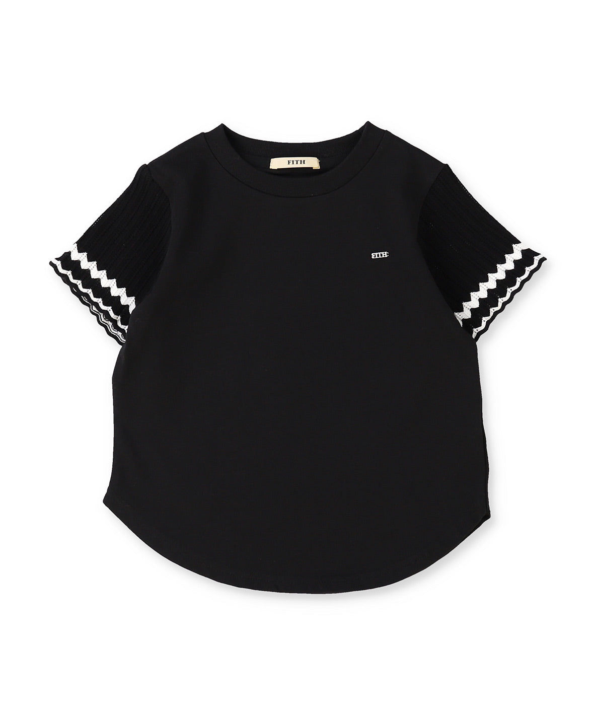 Smooth Cotton Jersey and Knitted Collar S/S T-shirt