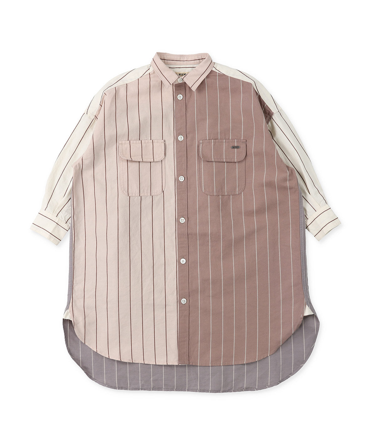 Cotton and Linen Weather Striped Shirt Dress