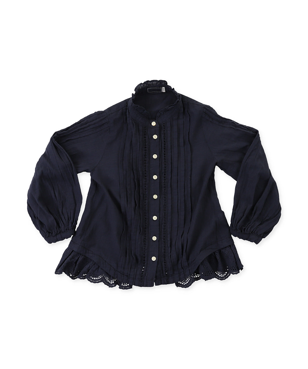 Pin Tuck Lace Frilled Blouse