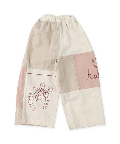 Linen Cotton Canvas Switching Embroidery Pants