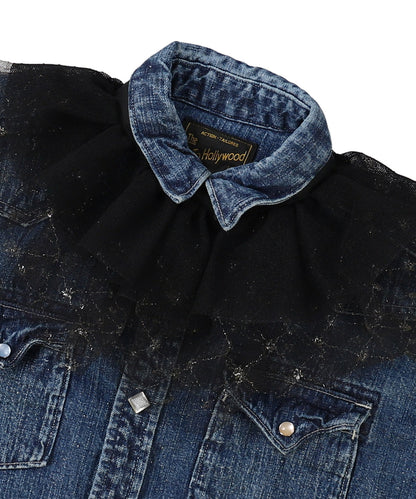 Tulle Collar Denim Shirt JK