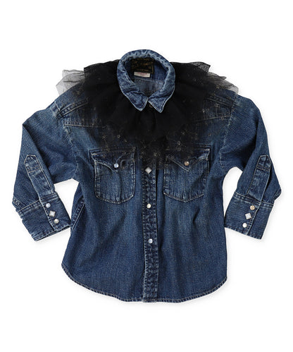 Tulle Collar Denim Shirt JK