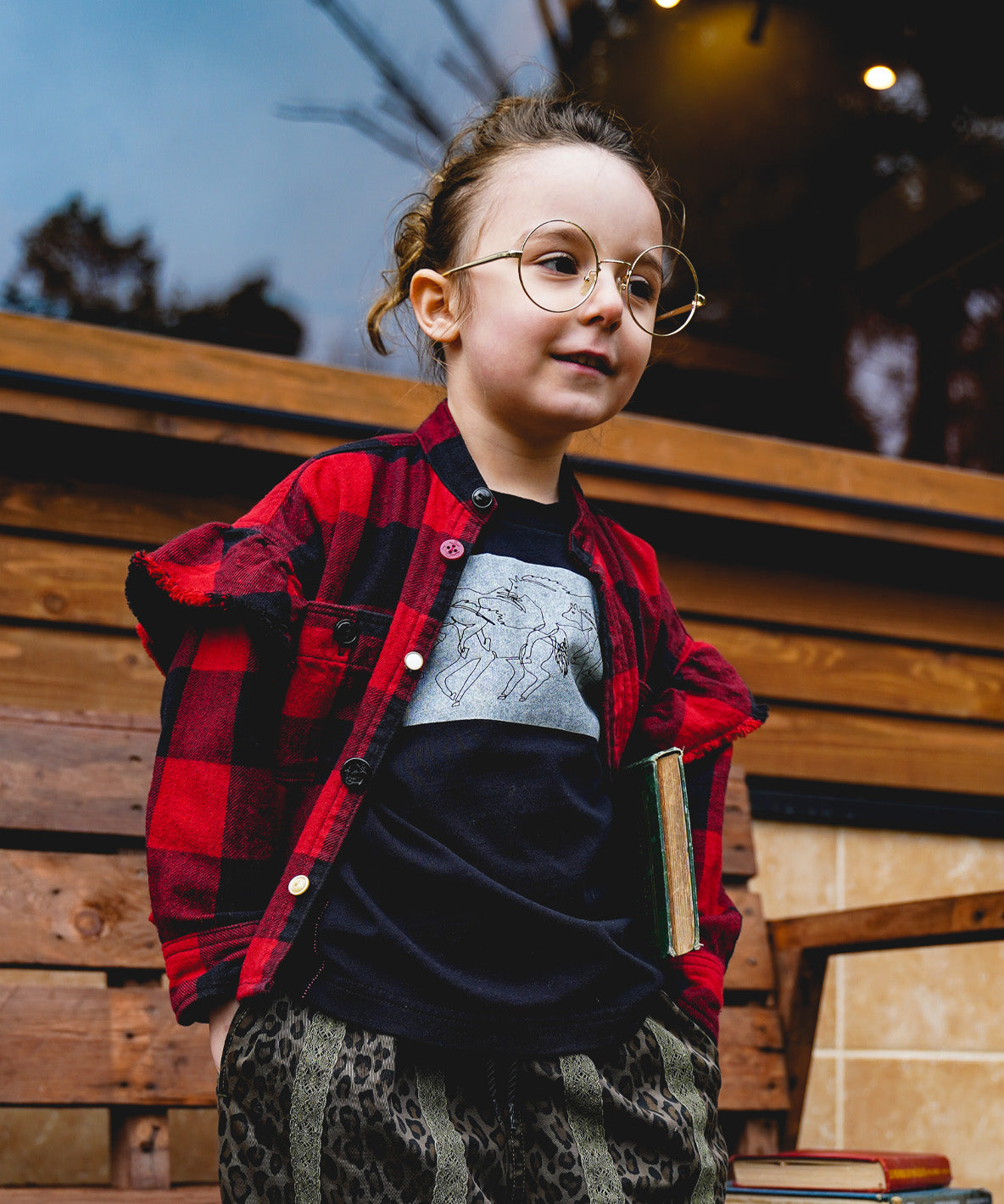 Twill Block Checkered Ruffled Shirt