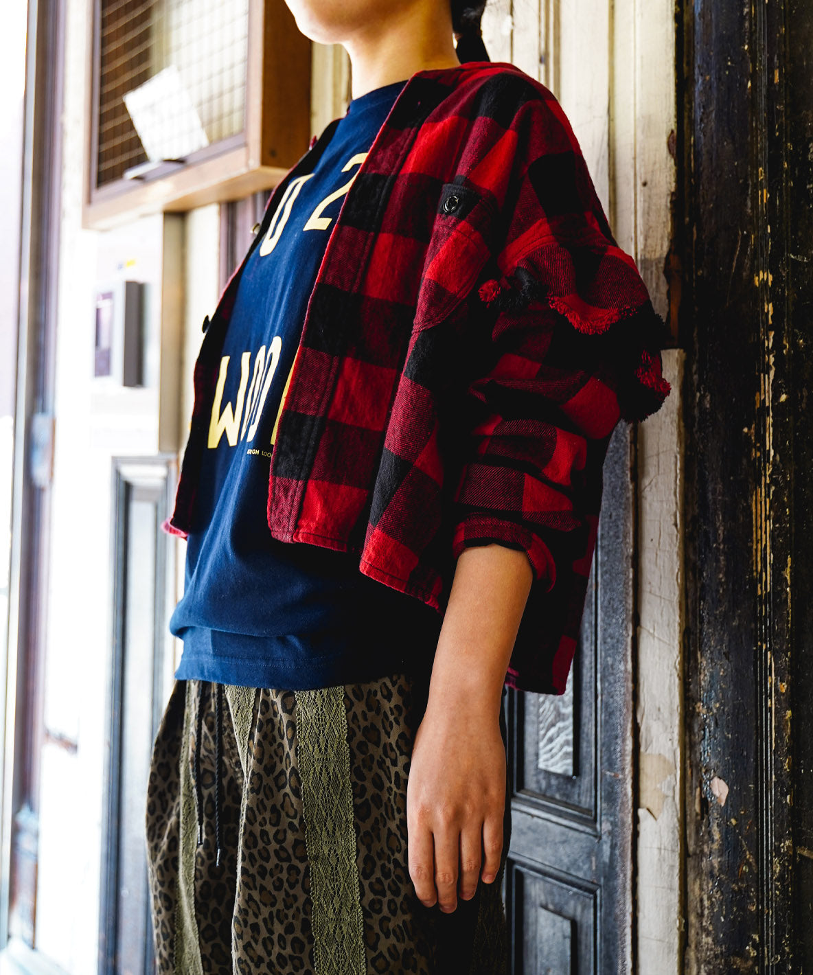 Twill Block Checkered Ruffled Shirt