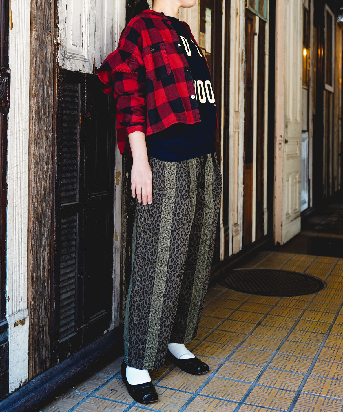 Twill Block Checkered Ruffled Shirt