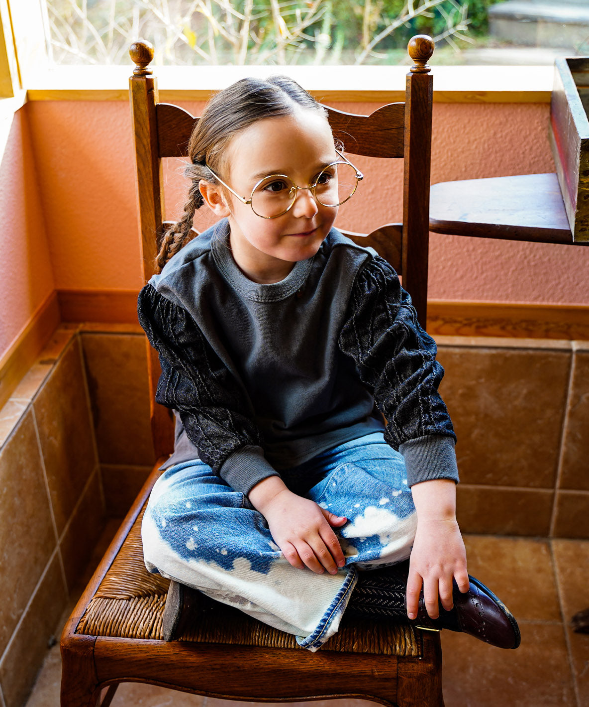 Tuck Denim-sleeve Tee