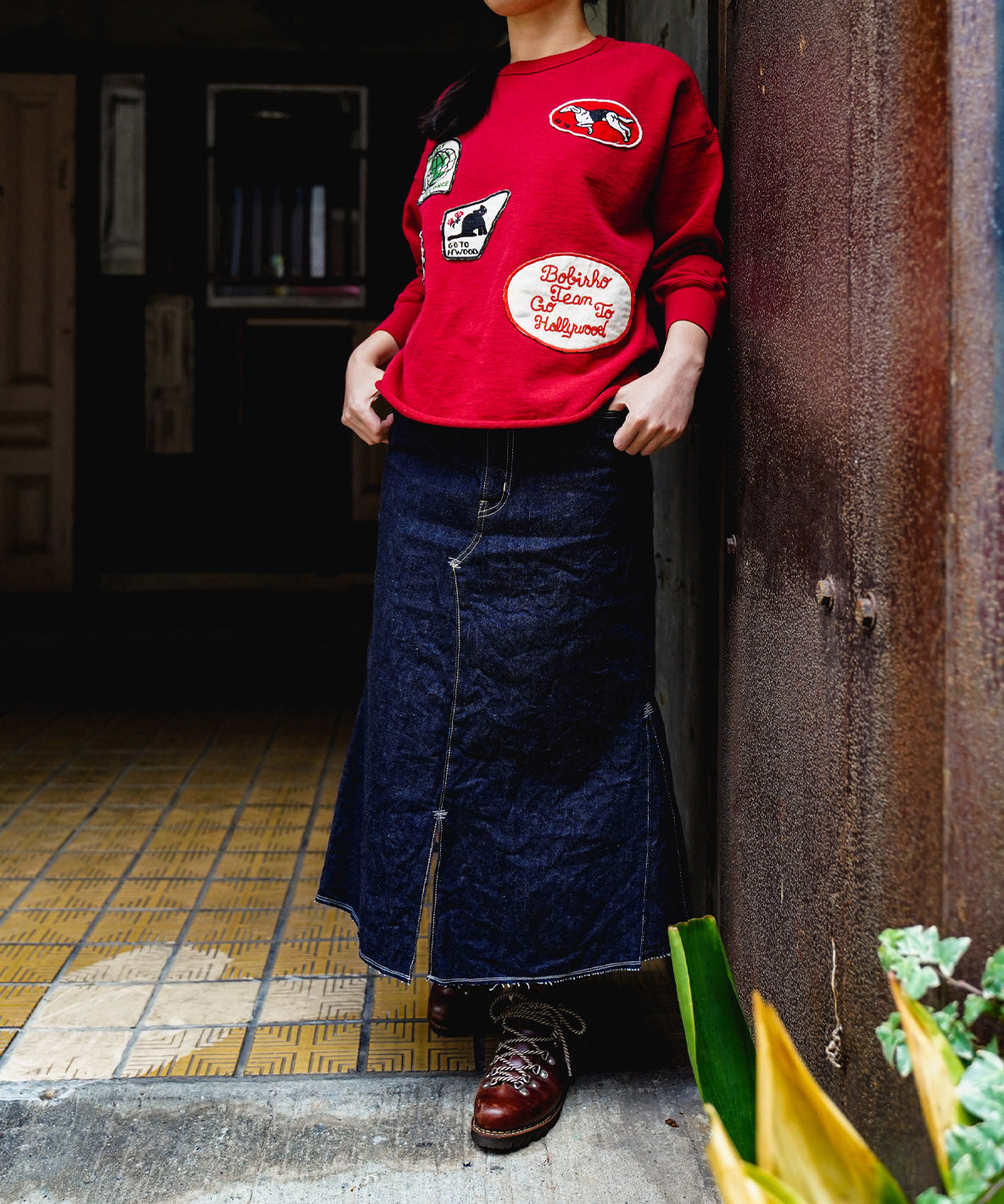 Denim Shiny Lacy Skirt