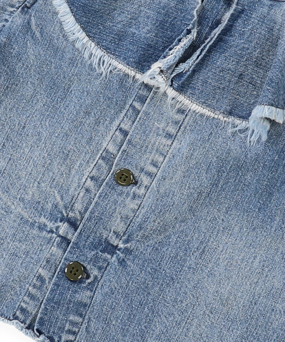 Work Denim Ruffled Blouse