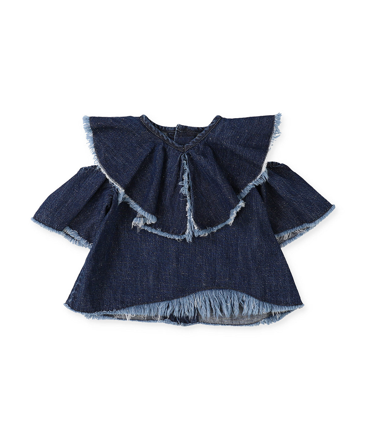 Work Denim Ruffled Blouse