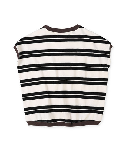 Striped Button Sleeveless Tee