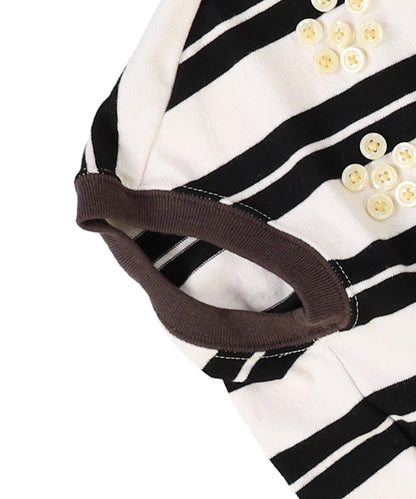 Striped Button Sleeveless Tee