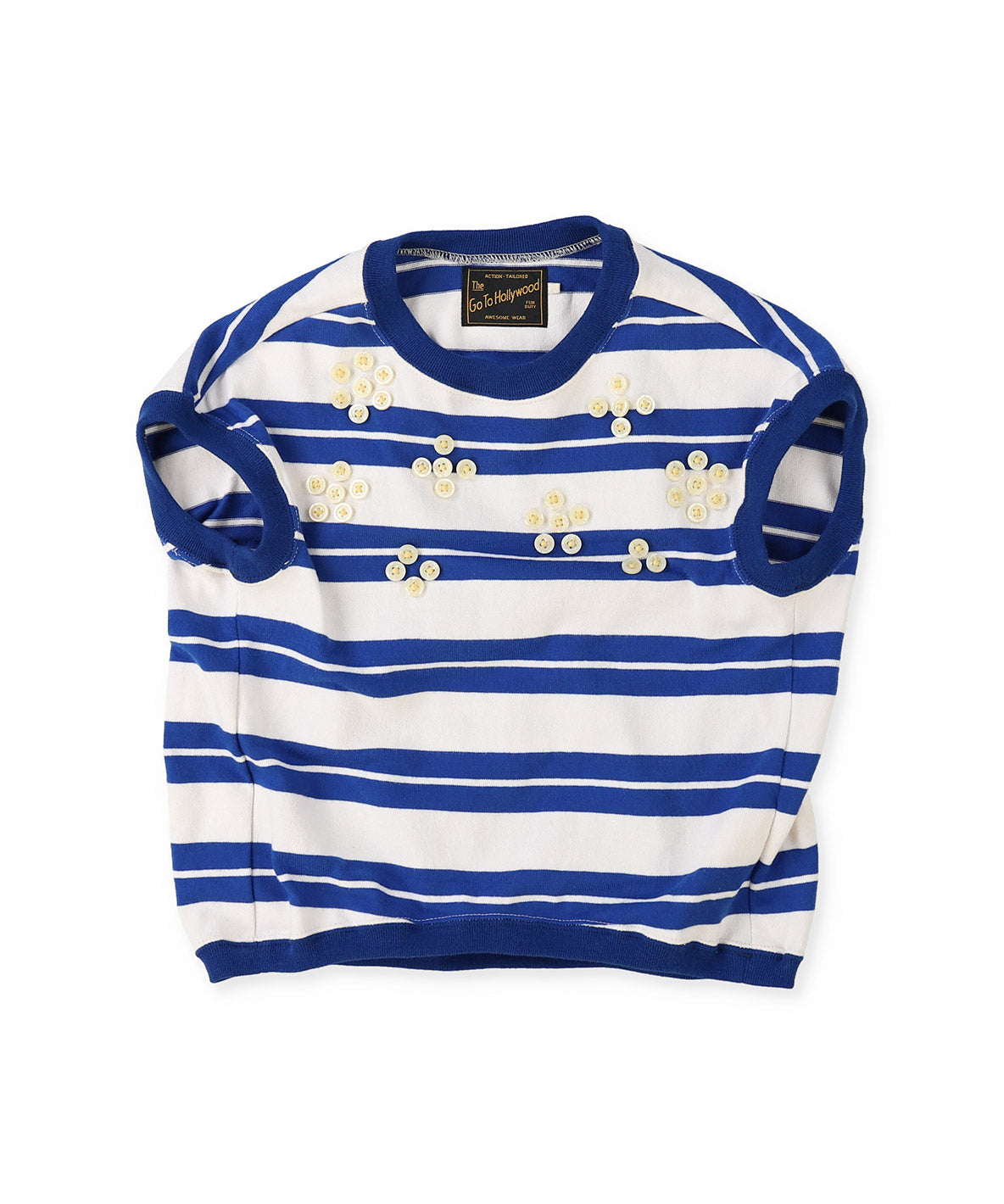 Striped Button Sleeveless Tee